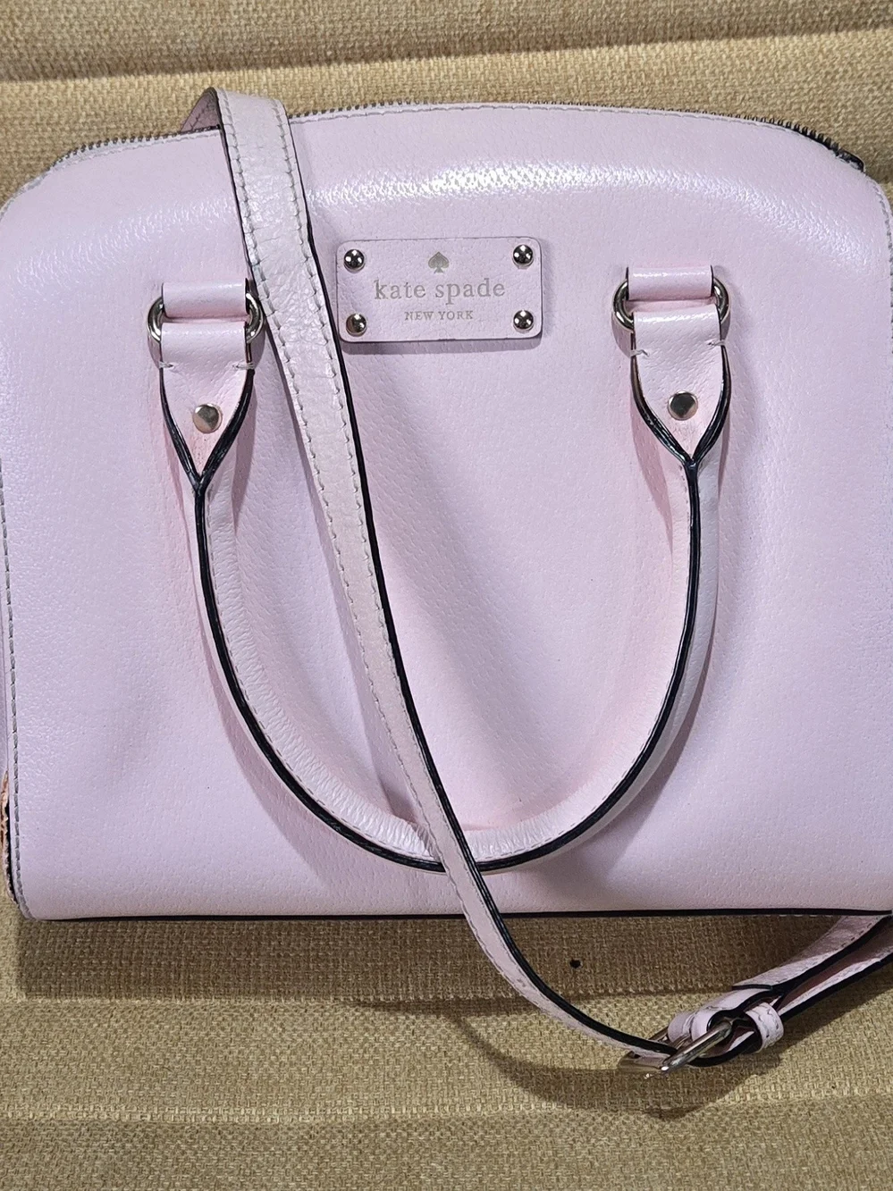 kate spade Pale Pink Leather Dome Satchel with Removable Strap